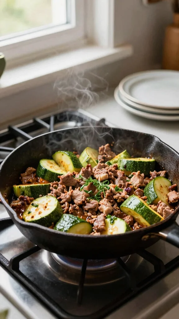 15 Fresh Ground Pork Recipes for Quick Weeknight Dinners - 3. Ground Pork and Zucchini Skillet