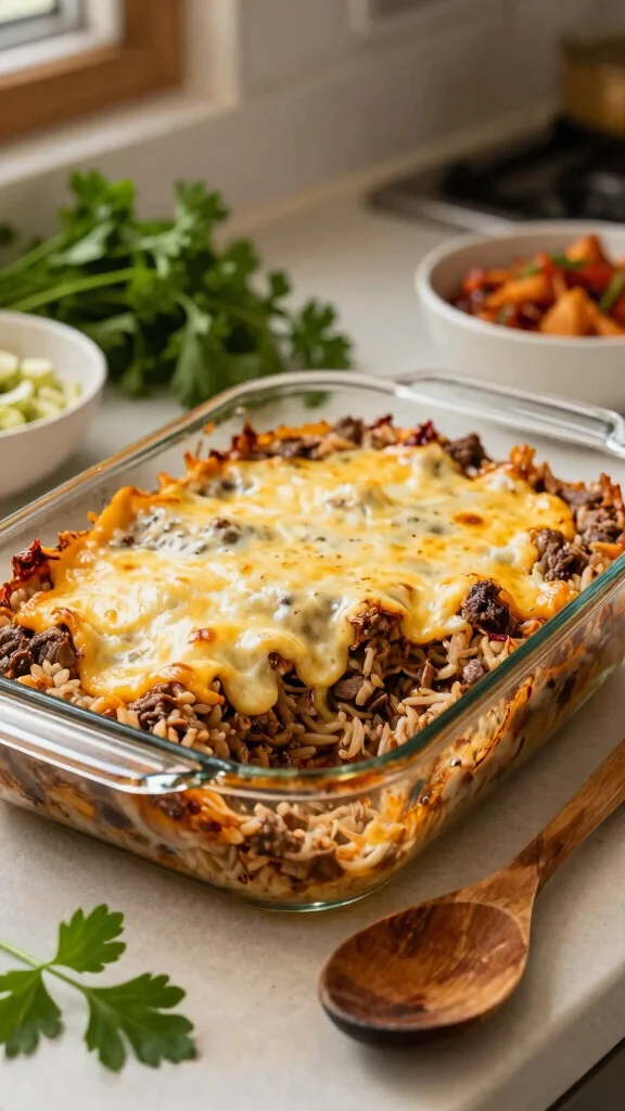 18 Delicious Ground Beef Recipes Busy Weeknights Will Love - 3. Cheesy Beef and Rice Casserole