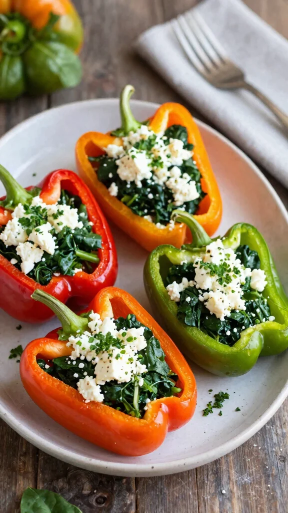 18 High Protein Thanksgiving Sides to Wow Your Guests and Keep It Light - 11. Spinach and Feta Stuffed Peppers