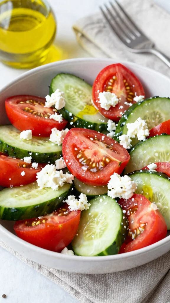 18 High Protein Thanksgiving Sides to Wow Your Guests and Keep It Light - 14. Cucumber and Tomato Salad with Feta