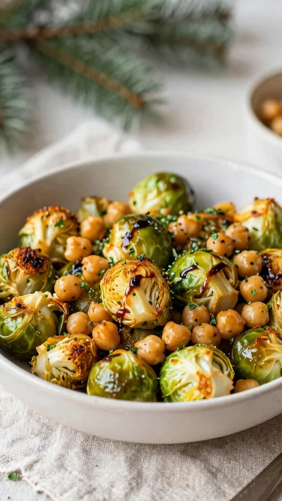 18 High Protein Thanksgiving Sides to Wow Your Guests and Keep It Light - 2. Roasted Brussels Sprouts with Chickpeas