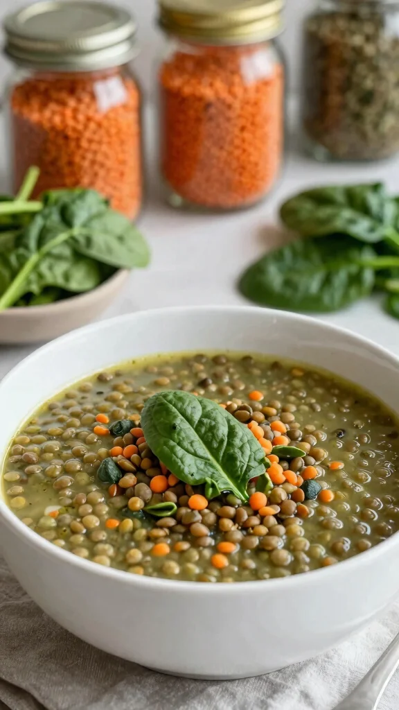 19 Easy Delicious Canning Soups Recipes to Try Today (Perfect for Winter) - 6. Lentil Soup with Spinach