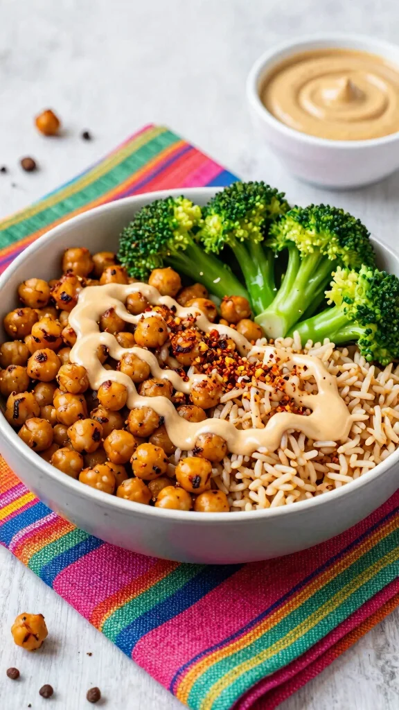 19 High-Protein Lunch Bowls for Easy, Filling Meal Prep - 2. Spicy Chickpea and Brown Rice Bowl