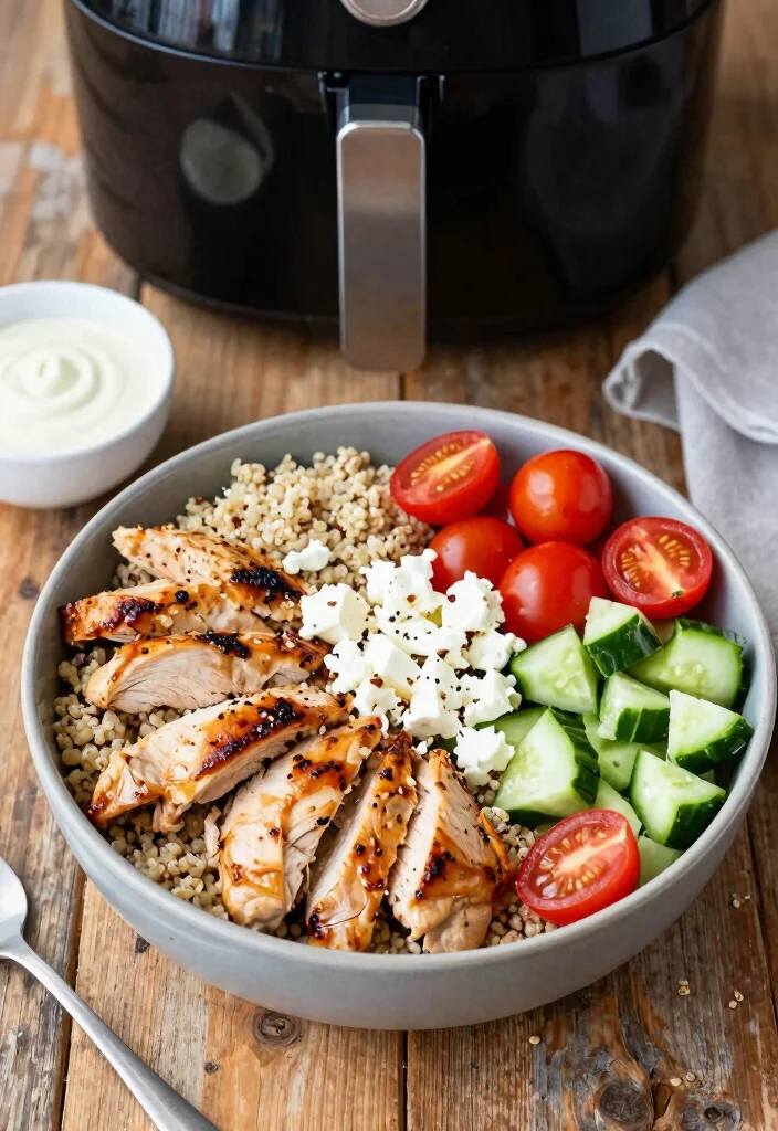 16 Air Fryer Meal Prep Recipes for Weekly Cooking - 15. Air Fryer Greek Chicken Bowls 1