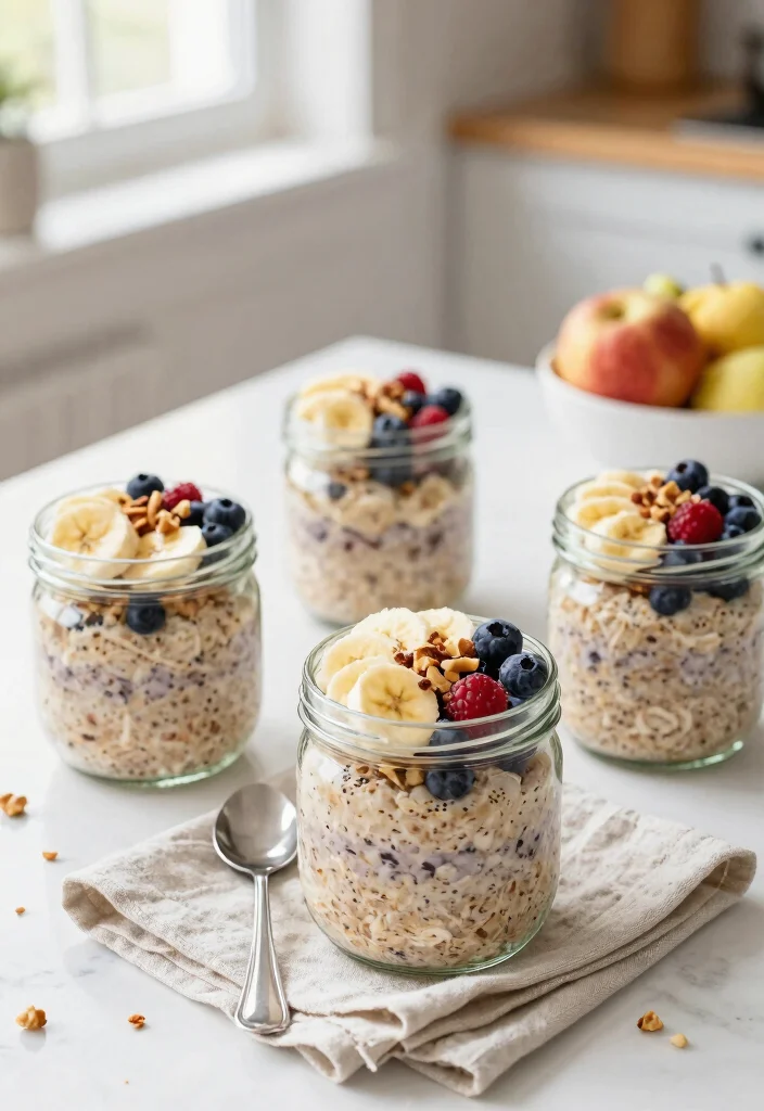 16 Breakfast Freezer Meal Prep Recipes for Busy Families - 2. Overnight Oats with Fruits and Nuts 1