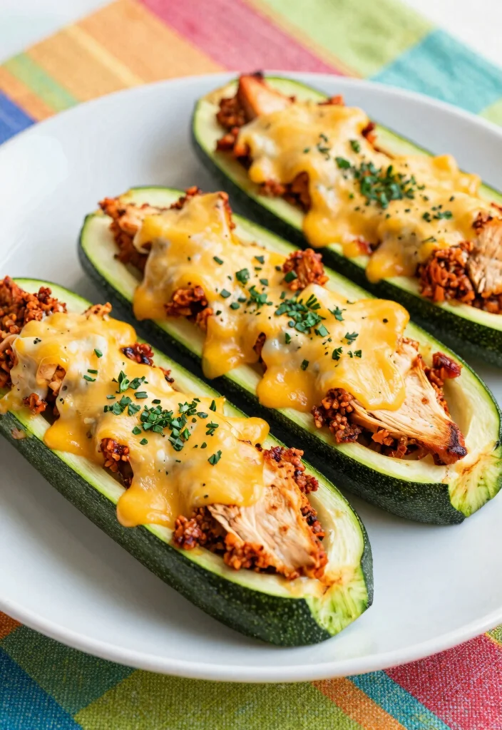 16 Buffalo Chicken Meal Prep Recipes for Healthy Weight Loss - 6. Buffalo Chicken Zucchini Boats 1