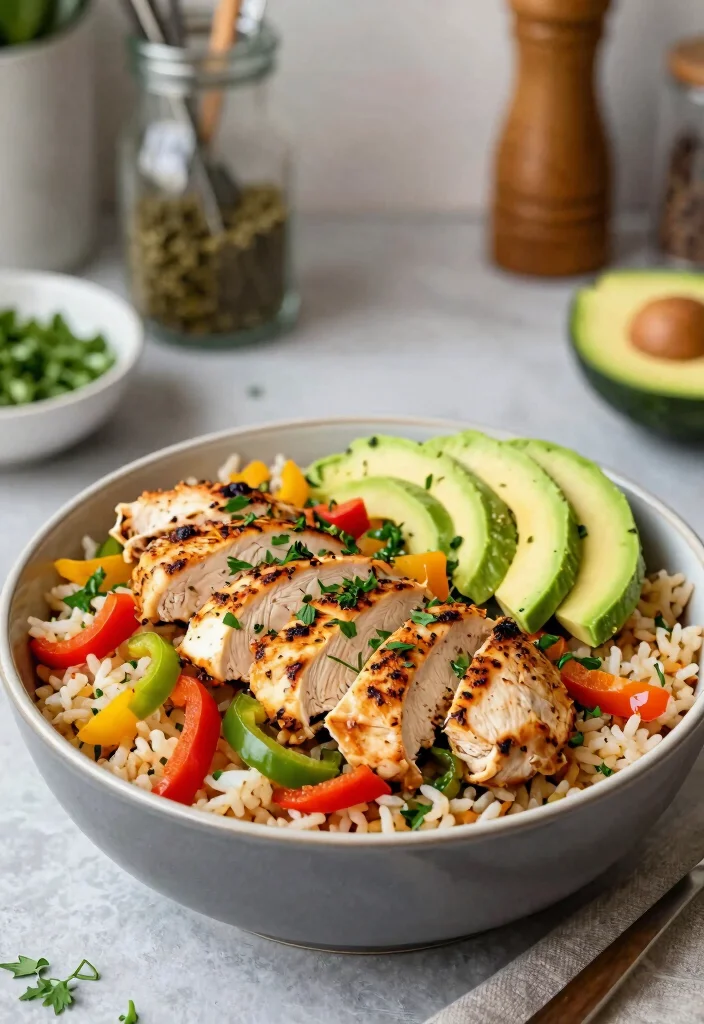 16 Chicken and Rice Meal Prep Recipes for Fitness Enthusiasts - 10. Chicken Fajita Rice Bowl 1