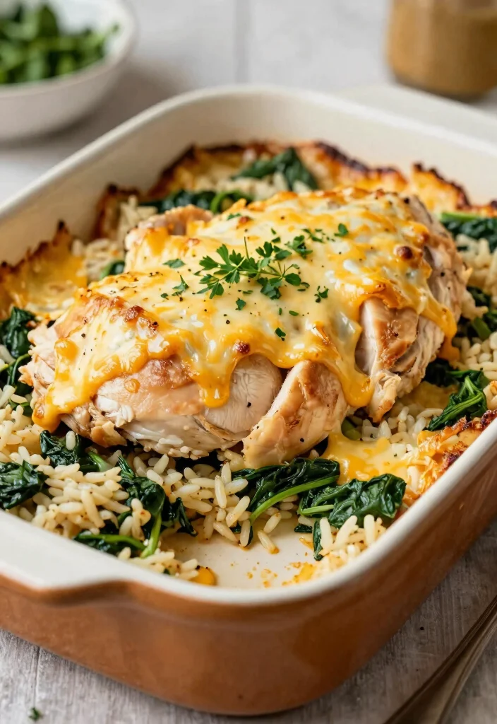 16 Chicken and Rice Meal Prep Recipes for Fitness Enthusiasts - 16. Baked Chicken with Spinach and Rice 1