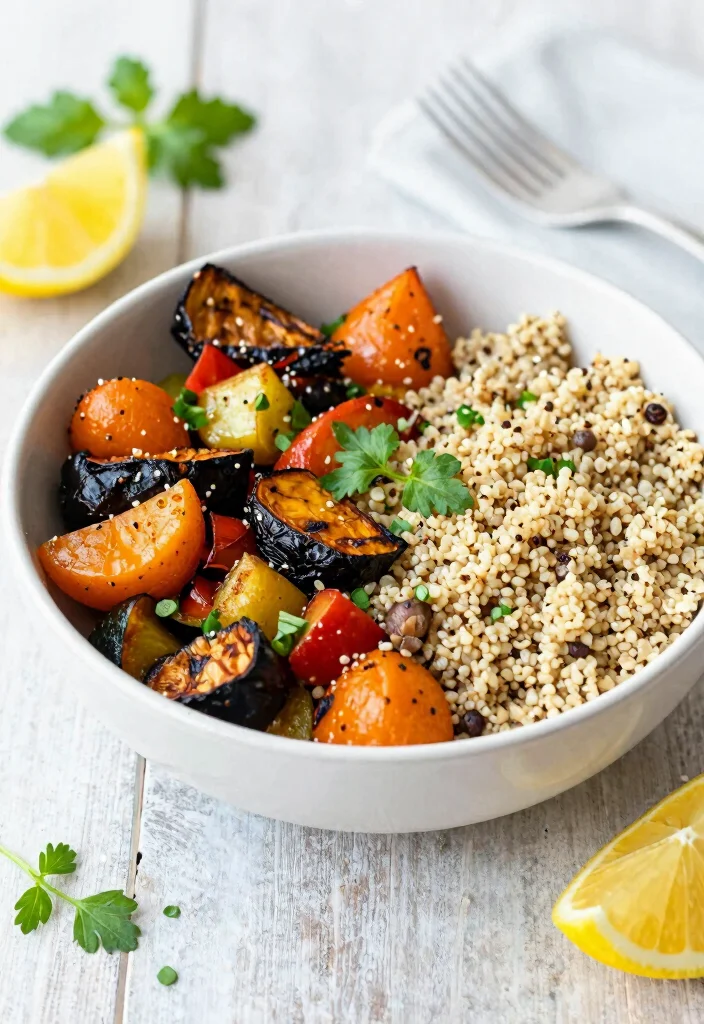 16 Easy Low Calorie Meal Prep Lunch Recipes - 13. Roasted Vegetable Quinoa Bowl 1
