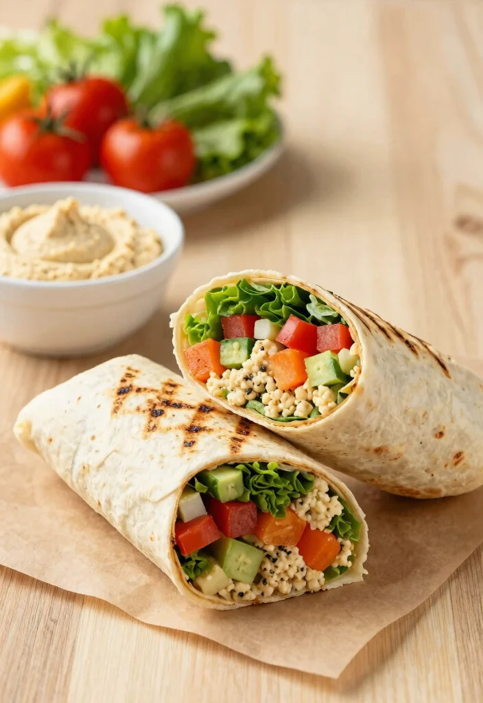 16 Easy Low Calorie Meal Prep Lunch Recipes - 16. Grilled Vegetable & Hummus Wraps 1