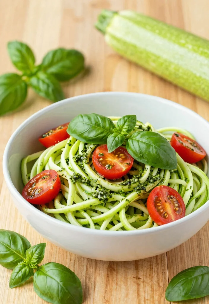 16 Easy Low Calorie Meal Prep Lunch Recipes - 9. Zucchini Noodles with Pesto 1