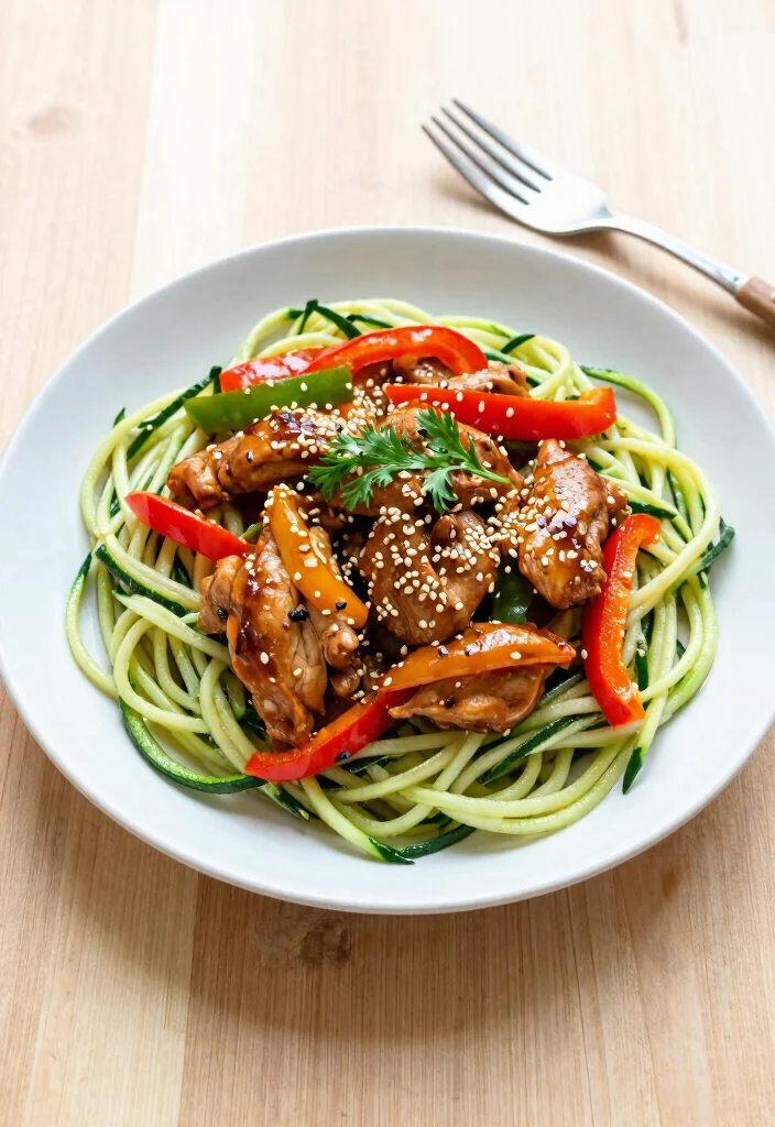 16 Easy Teriyaki Chicken Stir Fry Recipes At Home - 4. Teriyaki Chicken Stir Fry with Zucchini Noodles 1