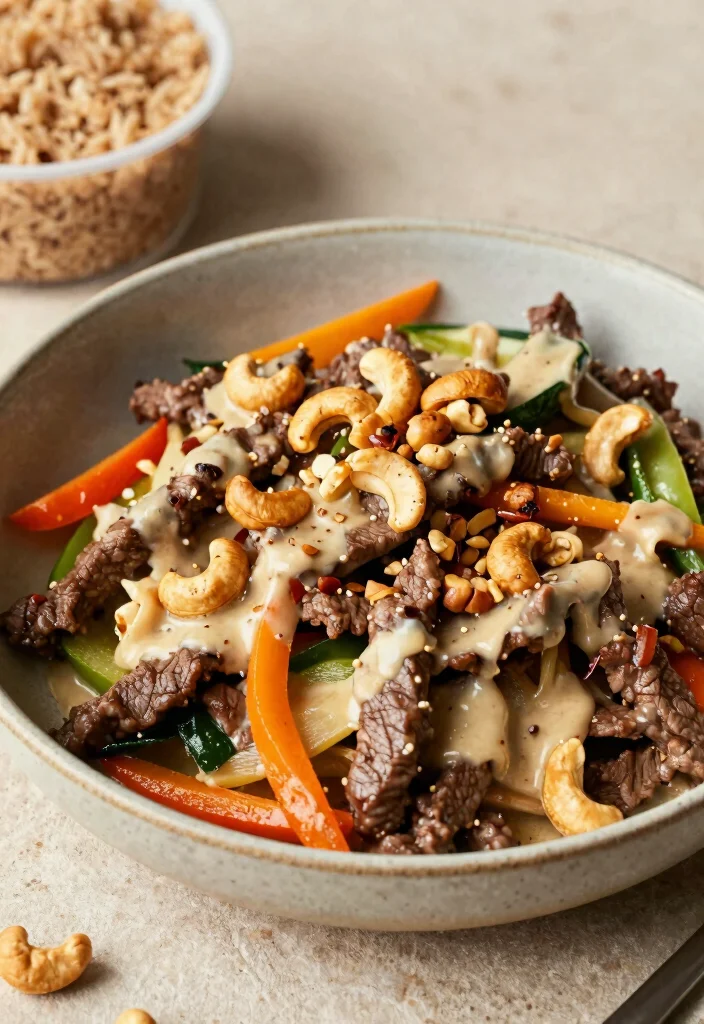 16 Flank Steak Stir Fry Recipes That Stay Juicy - 13. Flank Steak and Vegetable Stir Fry with Cashew Sauce 1
