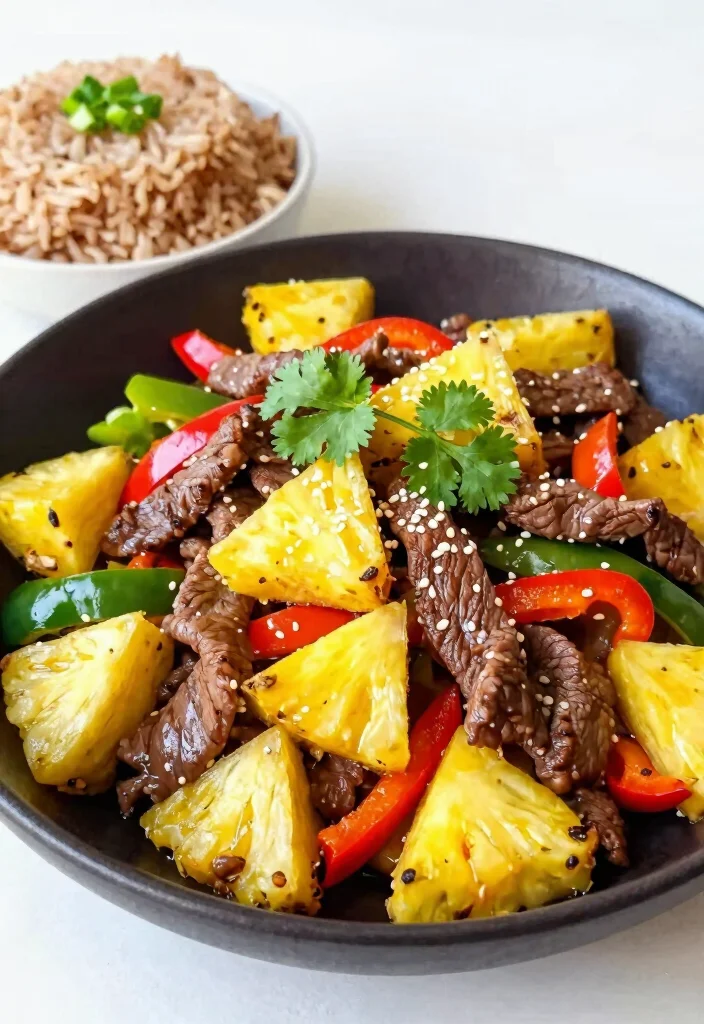 16 Flank Steak Stir Fry Recipes That Stay Juicy - 2. Sweet and Spicy Pineapple Flank Steak Stir Fry 1