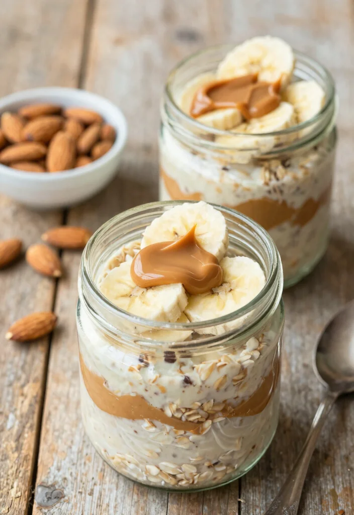16 Healthy Overnight Oats Meal Prep Recipes: A Vegan Delight - 1. Classic Almond Butter & Banana Overnight Oats 1