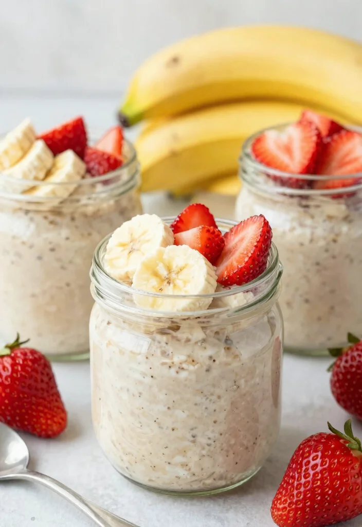 16 Healthy Overnight Oats Meal Prep Recipes: A Vegan Delight - 14. Strawberry Banana Overnight Oats 1
