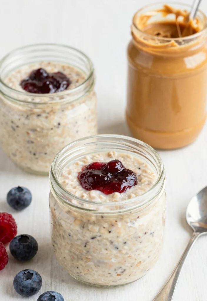 16 Healthy Overnight Oats Meal Prep Recipes: A Vegan Delight - 15. Peanut Butter & Jelly Overnight Oats 1