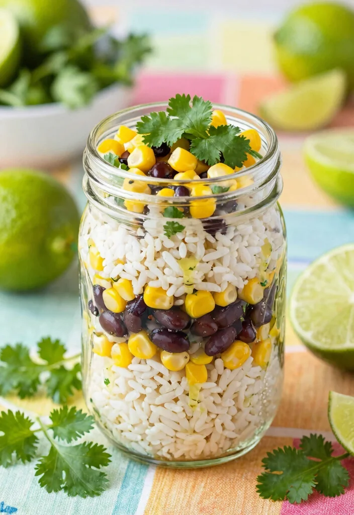 16 Mason Jar Salad Meal Prep Recipes - 14. Cilantro Lime Rice Salad 1