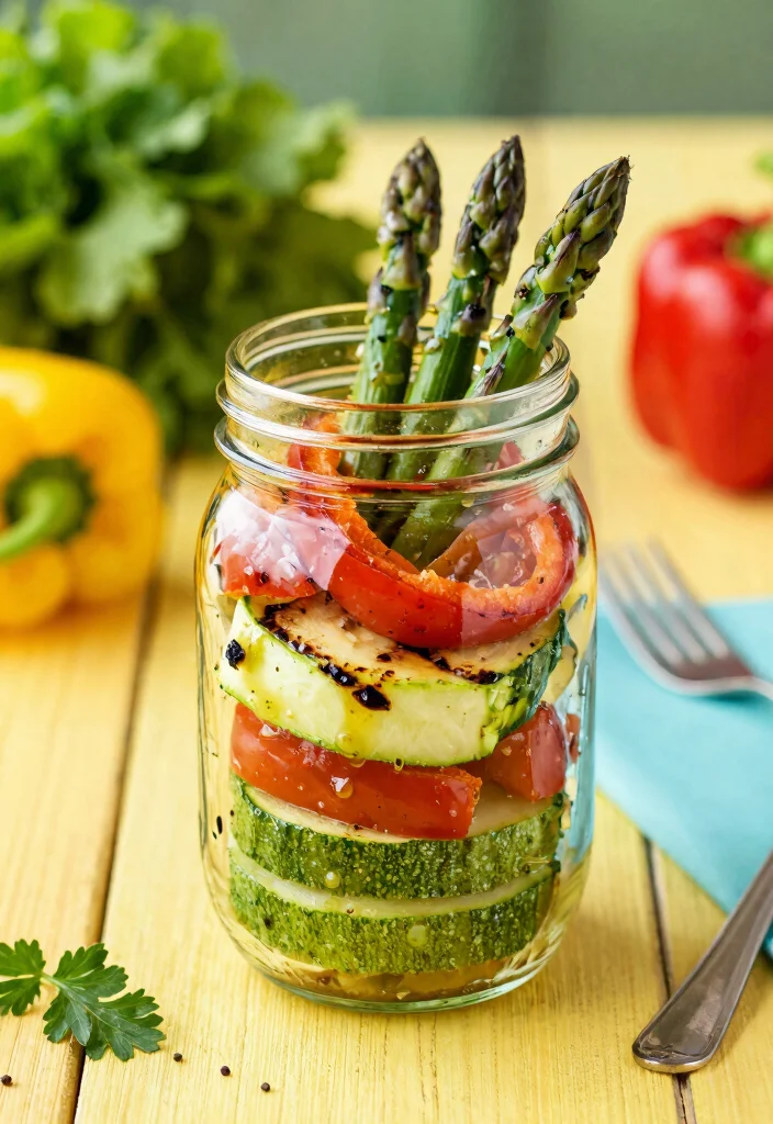 16 Mason Jar Salad Meal Prep Recipes - 16. Grilled Vegetable Salad 1