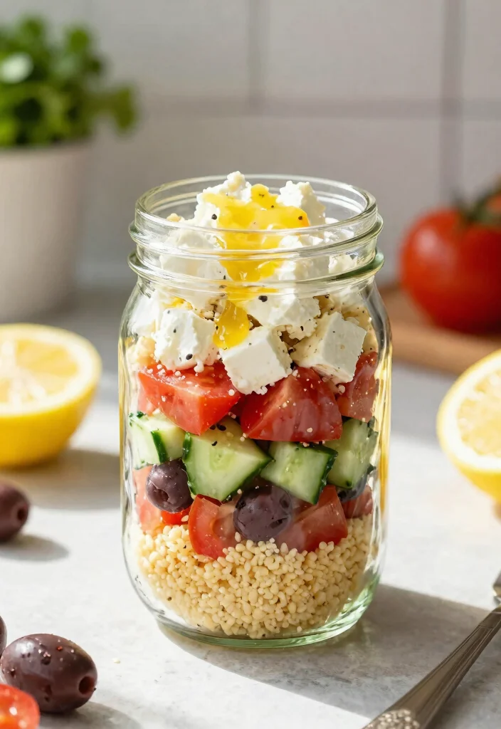16 Mason Jar Salad Meal Prep Recipes - 6. Mediterranean Couscous Salad 1