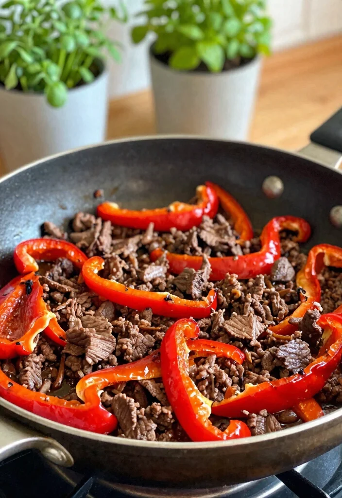 16 Mediterranean Ground Beef Stir Fry Recipes for Meal Prep - 10. Mediterranean Beef Stir Fry with Roasted Red Peppers 1