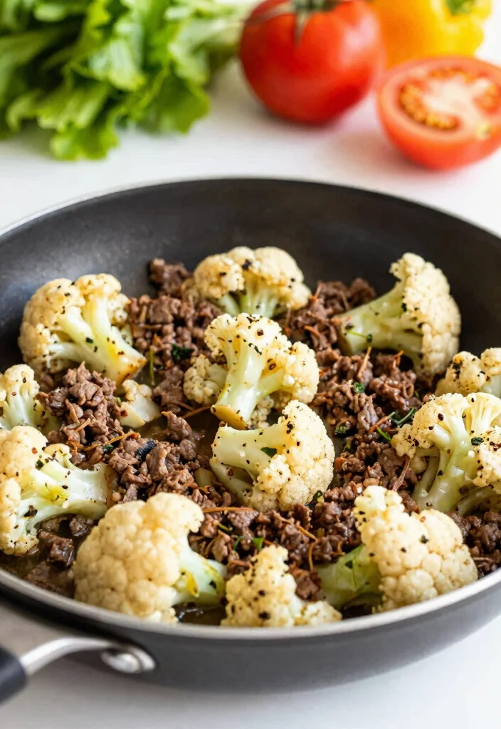 16 Mediterranean Ground Beef Stir Fry Recipes for Meal Prep - 7. Mediterranean Beef and Cauliflower Stir Fry 1