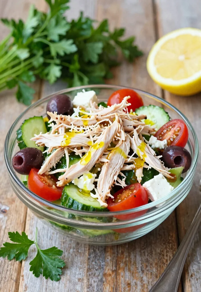 16 Shredded Chicken Meal Prep Recipes for Fitness Enthusiasts - 3. Mediterranean Shredded Chicken Salad 1