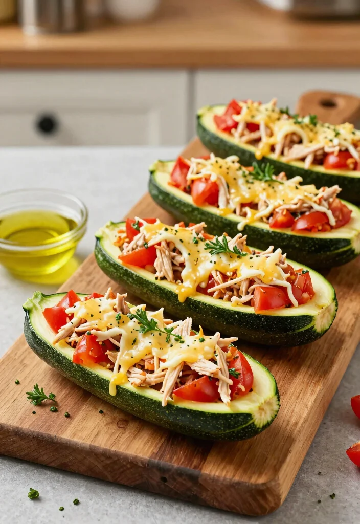 16 Shredded Chicken Meal Prep Recipes for Fitness Enthusiasts - 8. Shredded Chicken Zucchini Boats 1