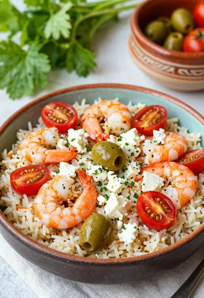 16 Shrimp Stir Fry Rice Recipes That Cook Fast - 9. Mediterranean Shrimp Rice Bowl 1