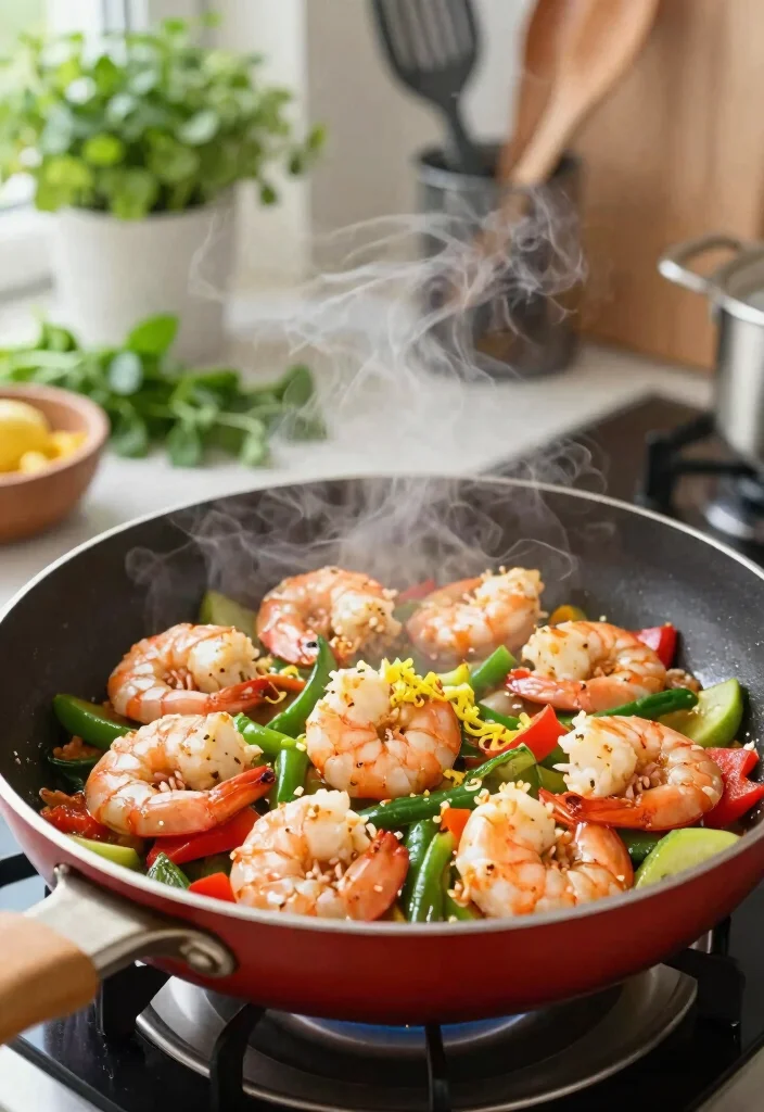 16 Shrimp Veggie Stir Fry Recipes That Are Light - 13. Garlic Lemon Shrimp and Vegetable Skillet 1