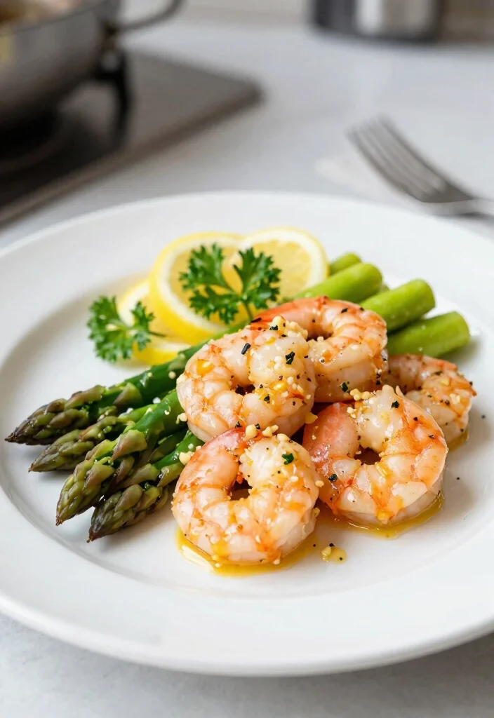 16 Shrimp Veggie Stir Fry Recipes That Are Light - 7. Garlic Butter Shrimp with Asparagus 1