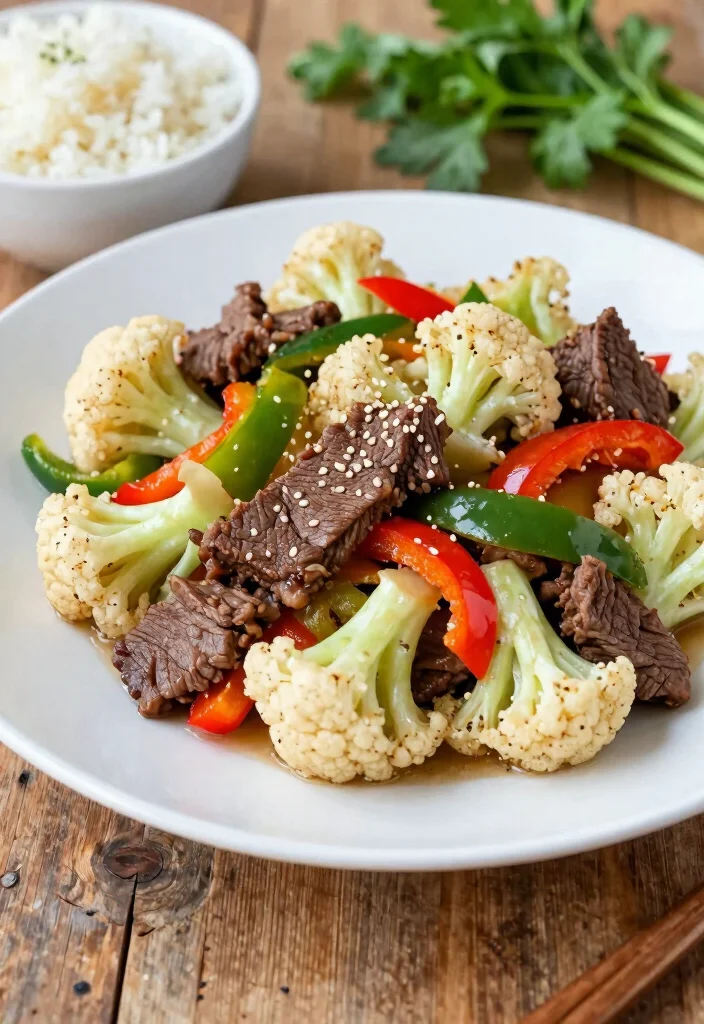 16 Top Round Stir Fry Recipes Using Affordable Beef - 6. Beef and Cauliflower Stir Fry 1