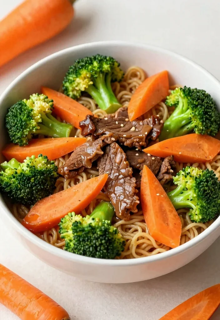 17 Beef And Broccoli Ramen Stir Fry Recipes - 10. Beef and Broccoli Ramen Stir Fry with Carrots 1