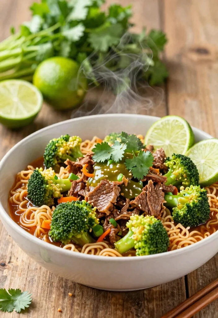 17 Beef And Broccoli Ramen Stir Fry Recipes - 15. Beef and Broccoli Ramen Stir Fry with Cilantro Lime Sauce 1