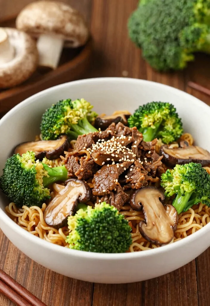 17 Beef And Broccoli Ramen Stir Fry Recipes - 5. Beef and Broccoli Ramen Stir Fry with Mushrooms 1