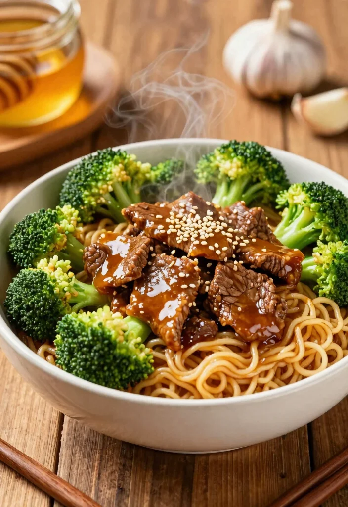 17 Beef And Broccoli Ramen Stir Fry Recipes - 7. Honey Garlic Beef and Broccoli Ramen 1