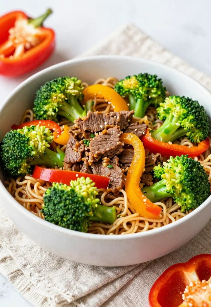 17 Beef And Broccoli Ramen Stir Fry Recipes - 8. Beef and Broccoli Ramen Stir Fry with Peppers 1