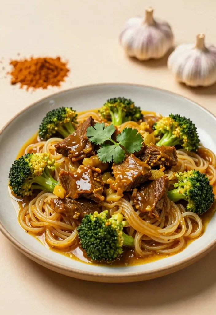 17 Beef And Broccoli Stir Fry With Noodles Recipes - 11. Curry Beef and Broccoli Stir Fry with Rice Noodles 1