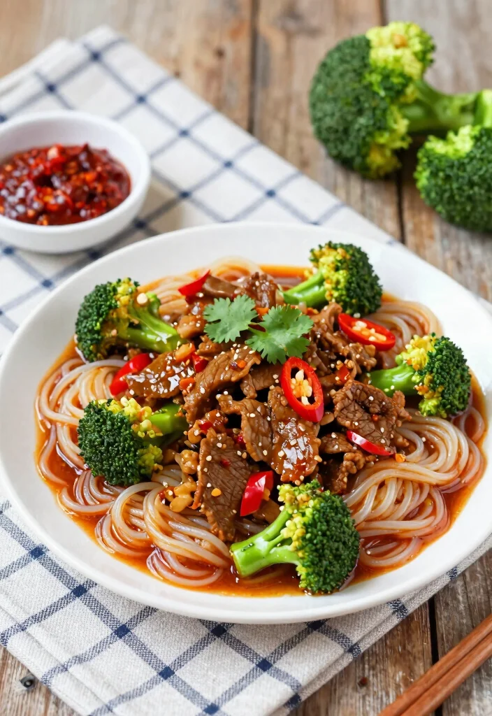17 Beef And Broccoli Stir Fry With Noodles Recipes - 2. Spicy Beef and Broccoli with Rice Noodles 1
