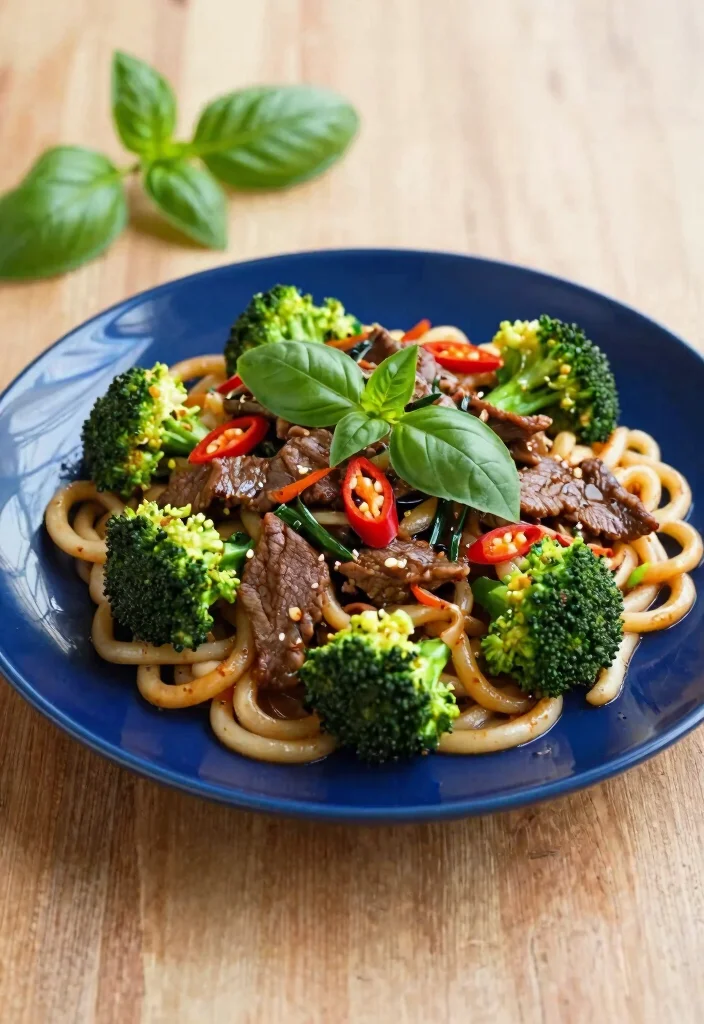 17 Beef And Broccoli Stir Fry With Noodles Recipes - 6. Thai Basil Beef and Broccoli with Udon Noodles 1