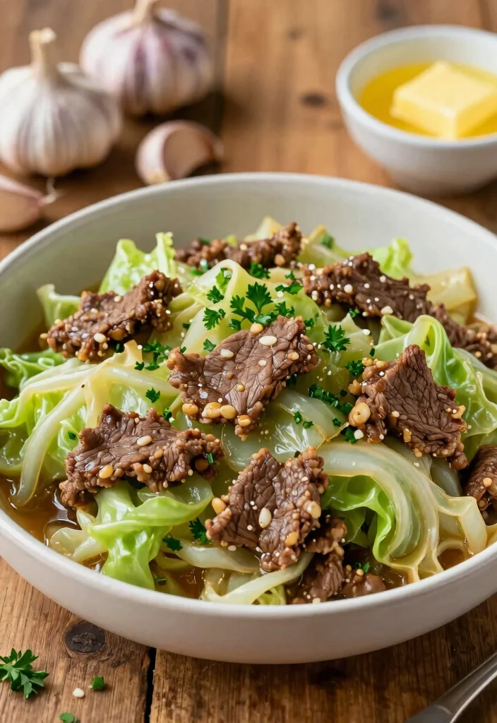 17 Beef And Cabbage Stir Fry Recipes Low Carb Friendly - 4. Garlic Butter Beef and Cabbage Stir Fry 1