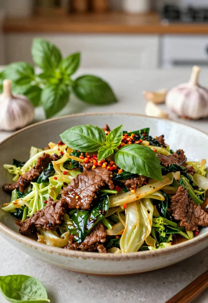 17 Beef And Cabbage Stir Fry Recipes Low Carb Friendly - 6. Thai Basil Beef and Cabbage Stir Fry 1
