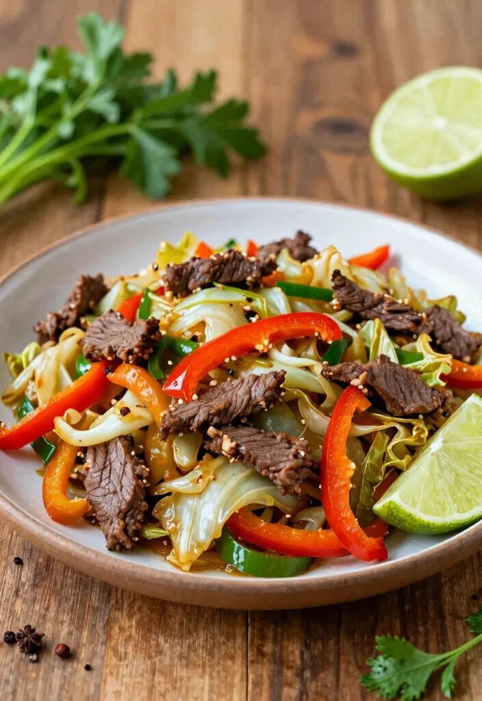 17 Beef And Cabbage Stir Fry Recipes Low Carb Friendly - 7. Fajita Beef and Cabbage Stir Fry 1