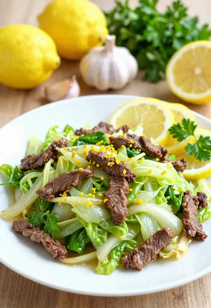 17 Beef And Cabbage Stir Fry Recipes Low Carb Friendly - 8. Lemon Garlic Beef and Cabbage Stir Fry 1
