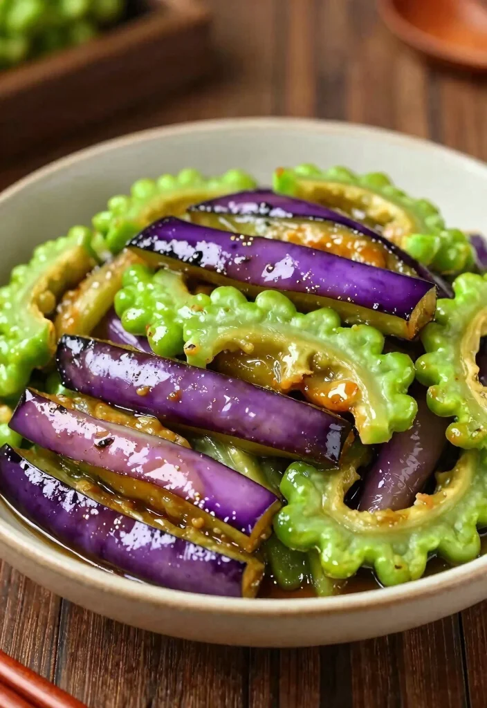 17 Bitter Melon Stir Fry Recipes With Classic Asian Flavors - 11. Bitter Melon and Eggplant Stir Fry 1
