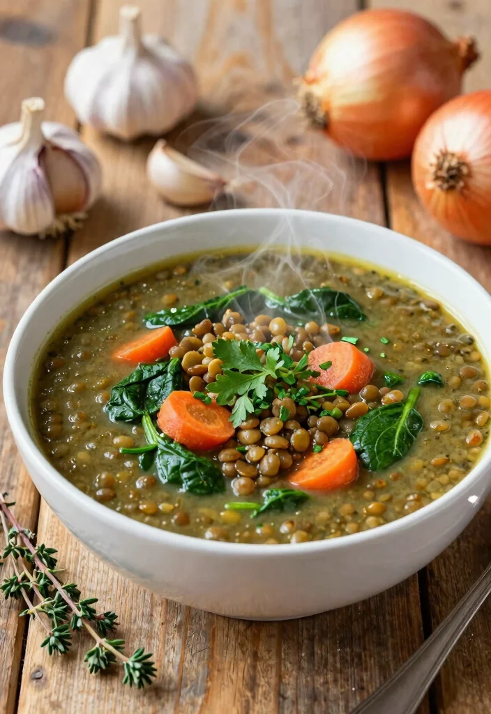 17 Calorie Deficit Meal Prep Recipes for Weight Loss - 3. Lentil Soup with Spinach 1