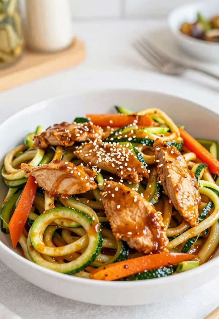 17 Chicken Stir Fry With Rice Recipes For Complete Meals - 15. Chicken Teriyaki Zoodle Stir Fry 1