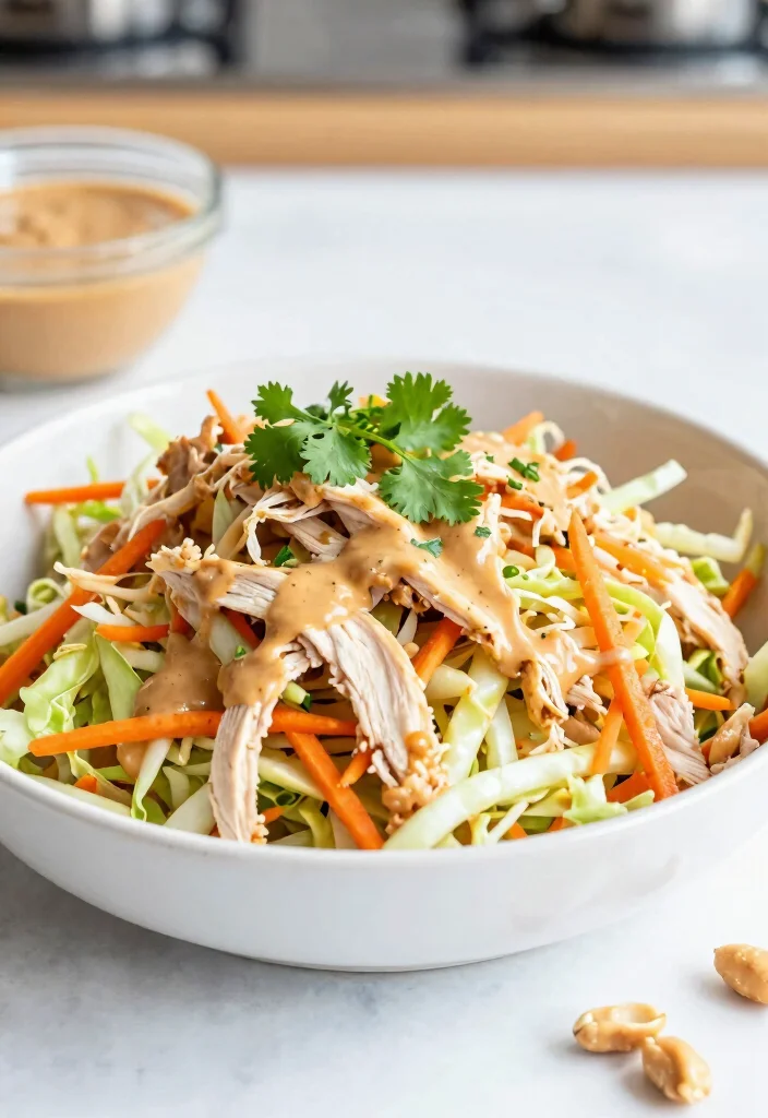 17 Delicious Chicken Salad Meal Prep Recipes for Weight Loss - 7. Thai Peanut Chicken Salad 1