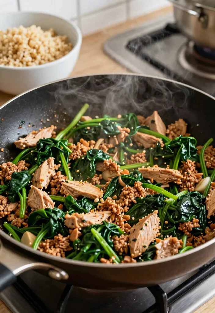 17 Ground Turkey Stir Fry Recipes For Easy And Healthy Dinners - 12. Ground Turkey and Spinach Stir Fry 1