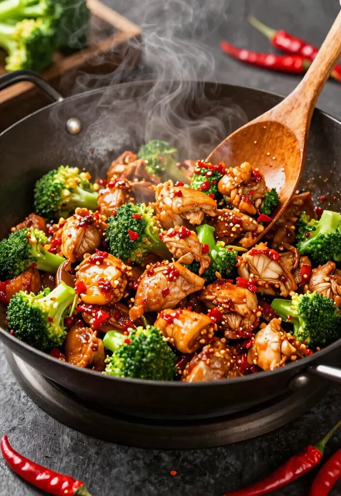 17 Healthy Chicken And Broccoli Stir Fry Recipes - 2. Spicy Szechuan Chicken and Broccoli 1
